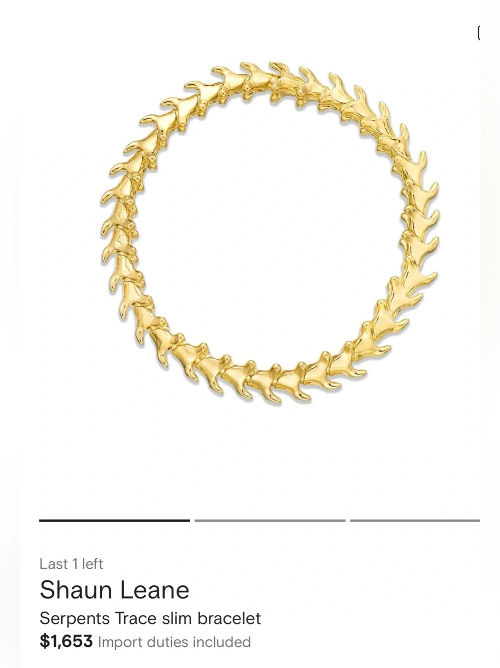 Shaun Leane Serpents Trace Slim Bracelet 18k Vermeil ASO Meghan Markle